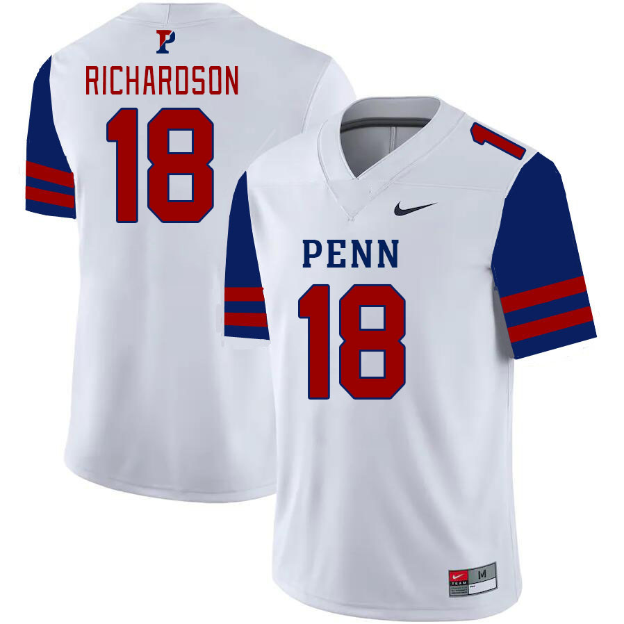 Men-Youth #18 Jared Richardson Penn-Quakers 2023 College Football Jerseys Stitched-White